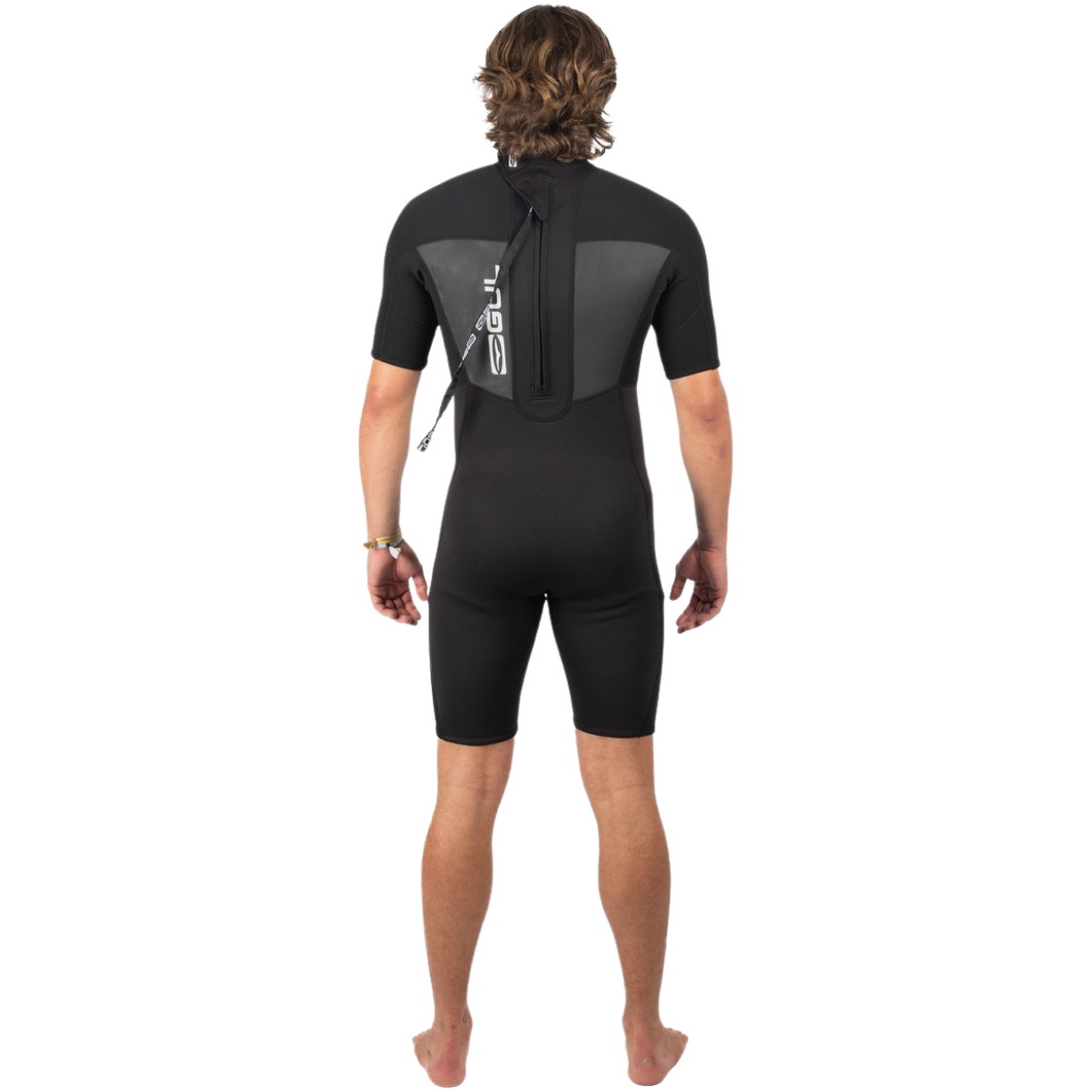 2026 Gul Hommes Response 3/2mm Back Zip Shorty Combinaison Néoprène RE3319-C1 - Black